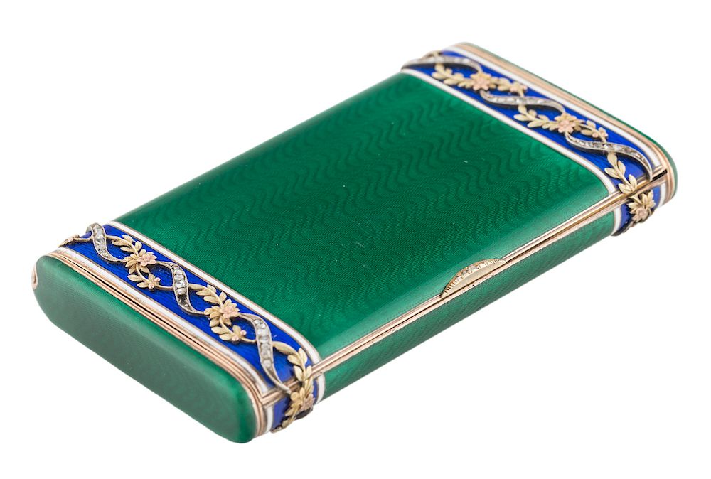 Appraisal: A SILVER-GILT AND GUILLOCHE ENAMEL CIGARETTE CASE IVAN BRITSYN ST