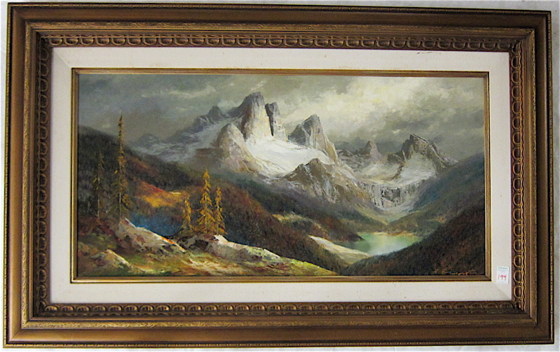 Appraisal: GERMAN OIL ON CANVAS alpine landscape th century Image measures