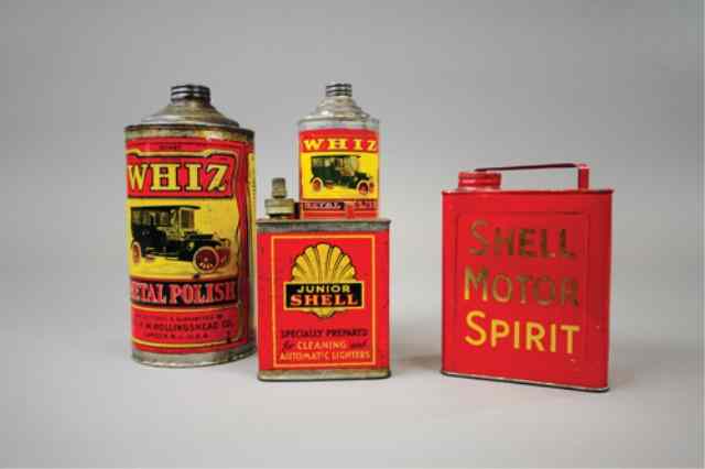 Appraisal: LOT OF THREE EARLY CLEANER TINS Includes large and small