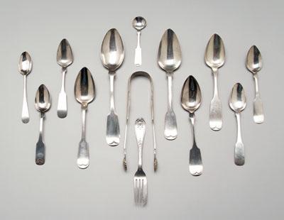 Appraisal: Augusta coin silver flatware serving spoons tongs fish fork teaspoons