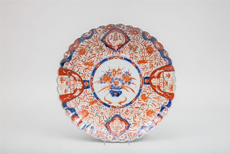 Appraisal: Large Japanese Imari Porcelain Charger Unmarked in in diam From