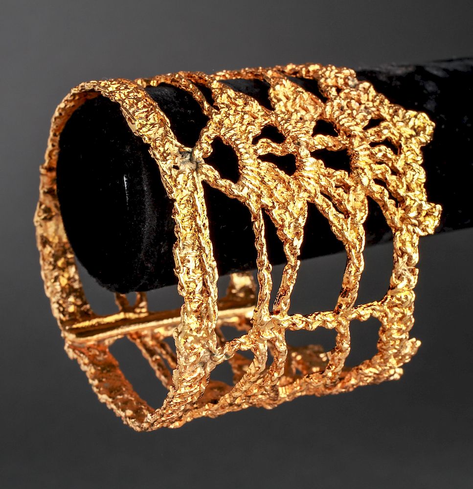 Appraisal: Christian Lacroix Gold-Tone Pierced Cuff Bracelet Christian Lacroix gold-tone pierced