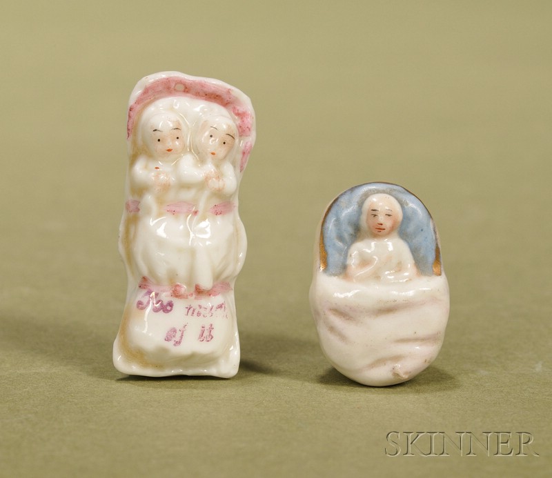 Appraisal: Two Miniature Porcelain Items Germany mid- th century glazed porcelain