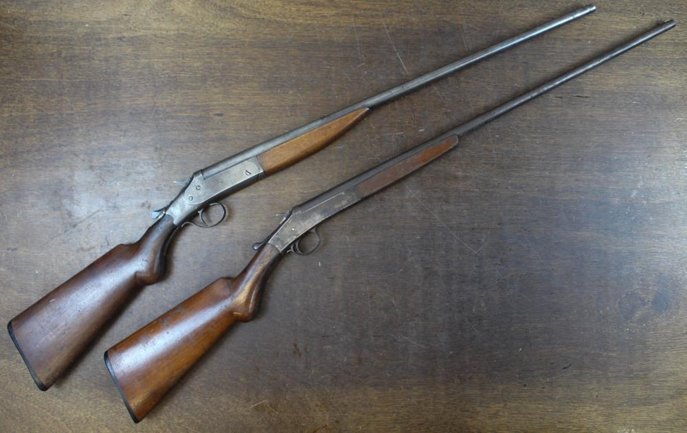 Appraisal: TWO SINGLE SHOT SHOTGUNS Stevens top break or m-m gauge