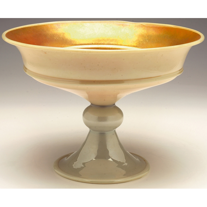 Appraisal: Unusual Steuben compote large shape in gold aurene and white