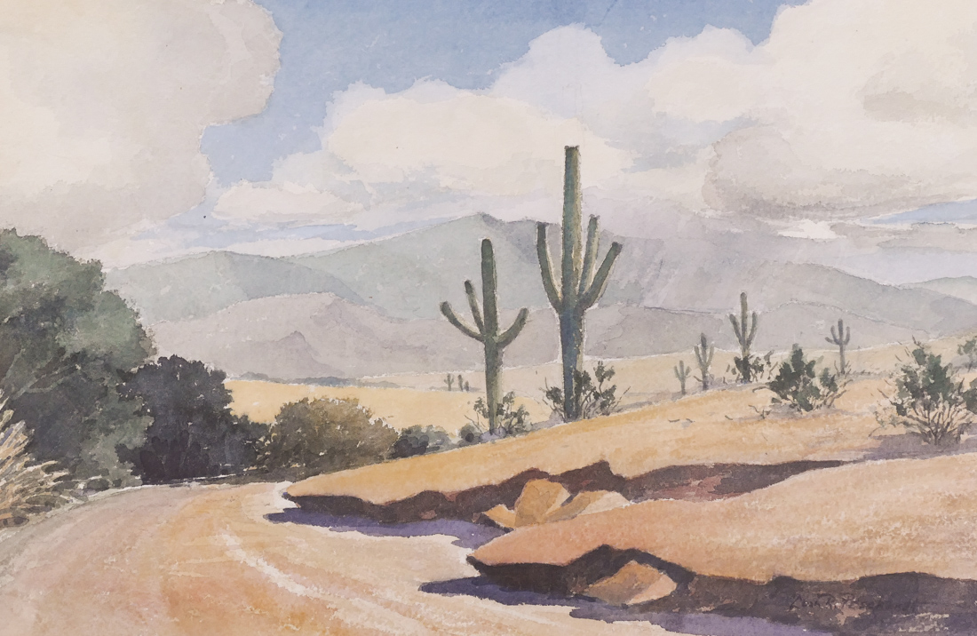 Appraisal: Leon Pescheret - American ''Southwest Landscape'' Watercolor on Paper ''x