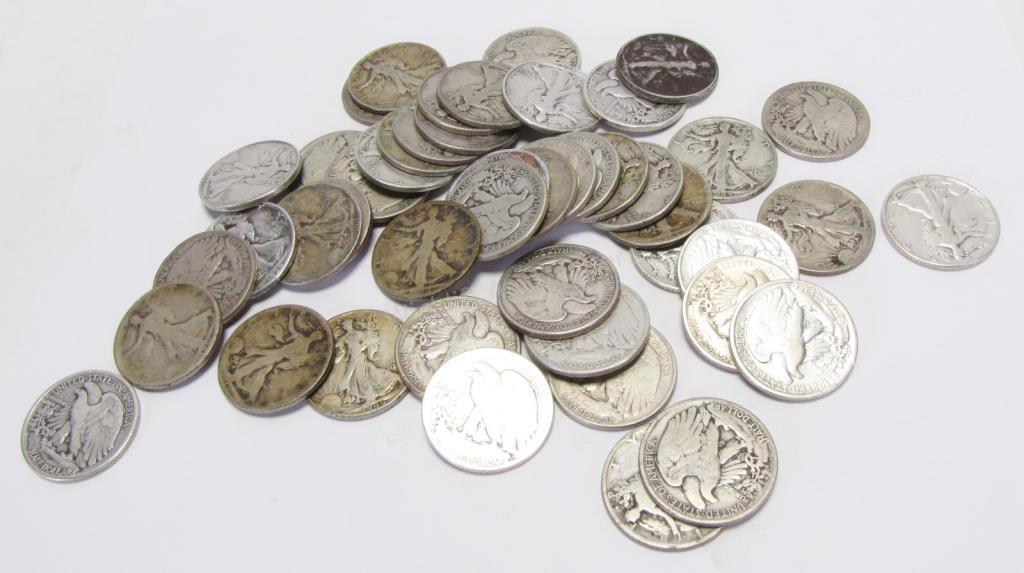 Appraisal: Collection of Walking Liberty Silver Half Dollars total dates range