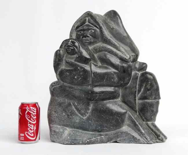 Appraisal: Inuit Eskimo stone Sculpture mother and child group Approx ''