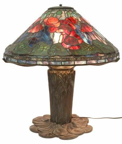 Appraisal: American Tiffany style table lamp attributed by consignor to Bendheim