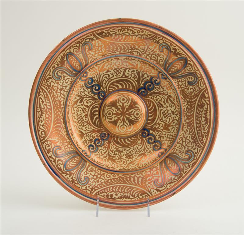 Appraisal: HISPANO-MORESQUE COPPER LUSTRE CHARGER th century in diam Estimate -