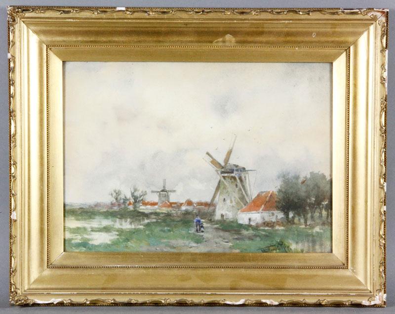 Appraisal: - Dutch Landscape W C Dutch landscape watercolor signed indistinctly