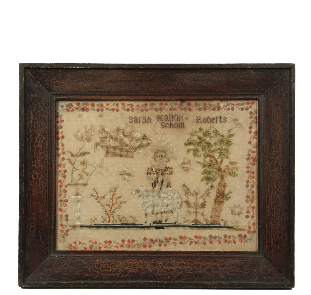 Appraisal: FRAMED SAMPLER - Sampler marked Sarah Roberts Malkin School wool