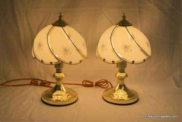 Appraisal: Pair of Brass w Glass Way Touch LampsFrom an estate