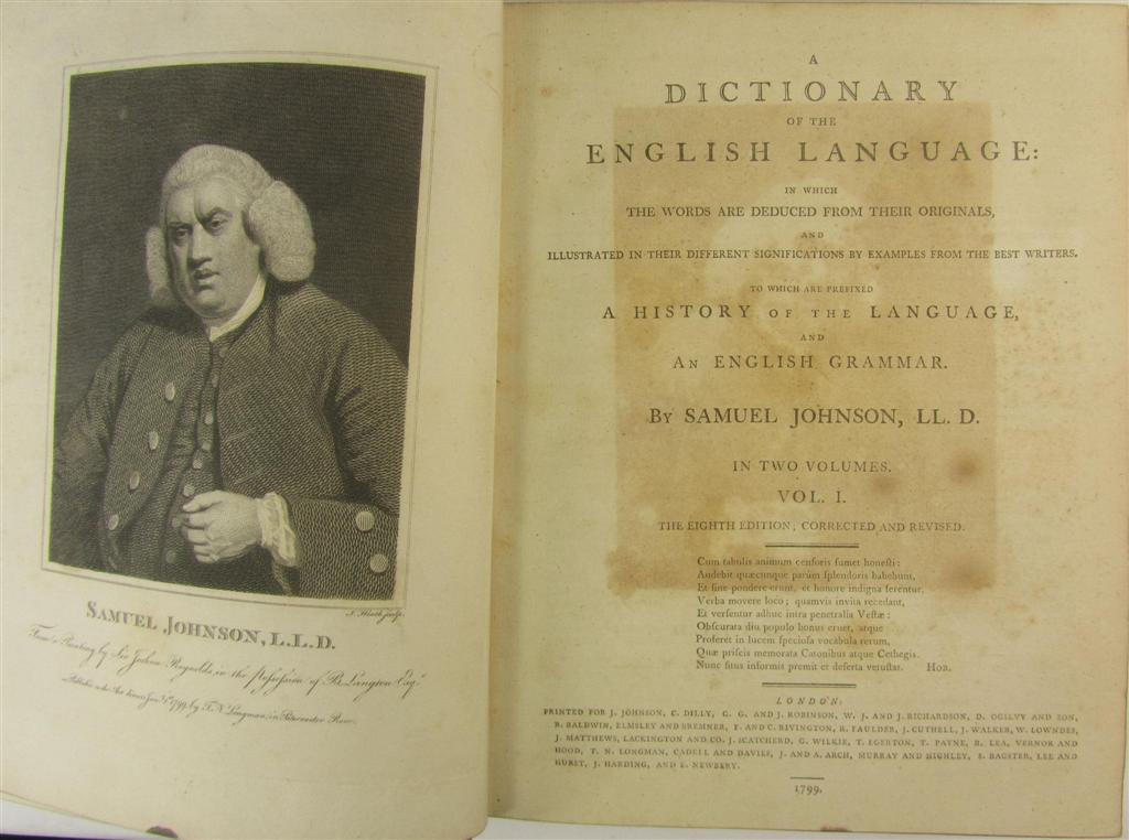 Appraisal: Johnson Samuel A dictionary of the English language London Eighth