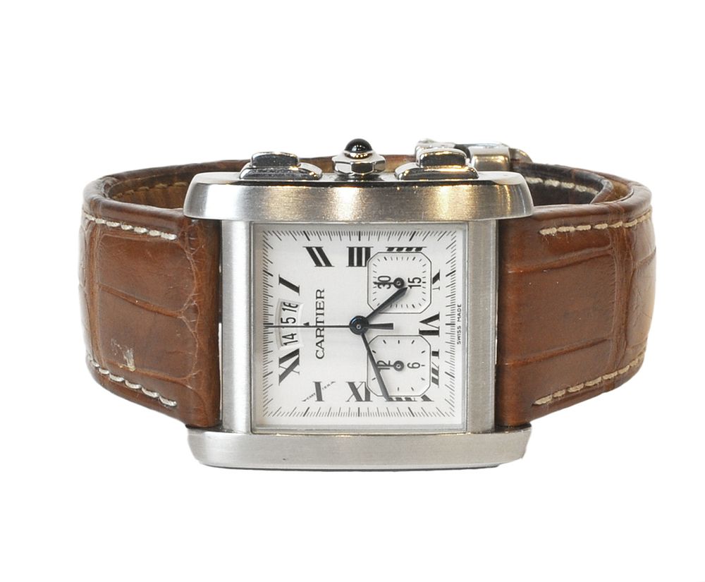 Appraisal: Cartier Tank Francaise Quartz Chronograph Watch Cartier stainless steel 'Tank