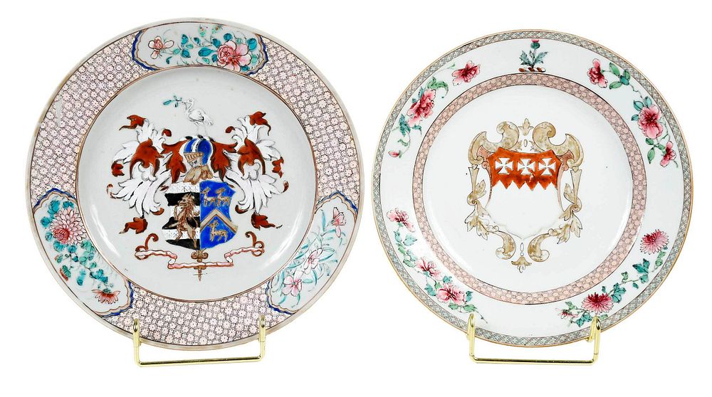 Appraisal: Two Chinese Export Famille Rose Armorial Plates circa - Yongzheng