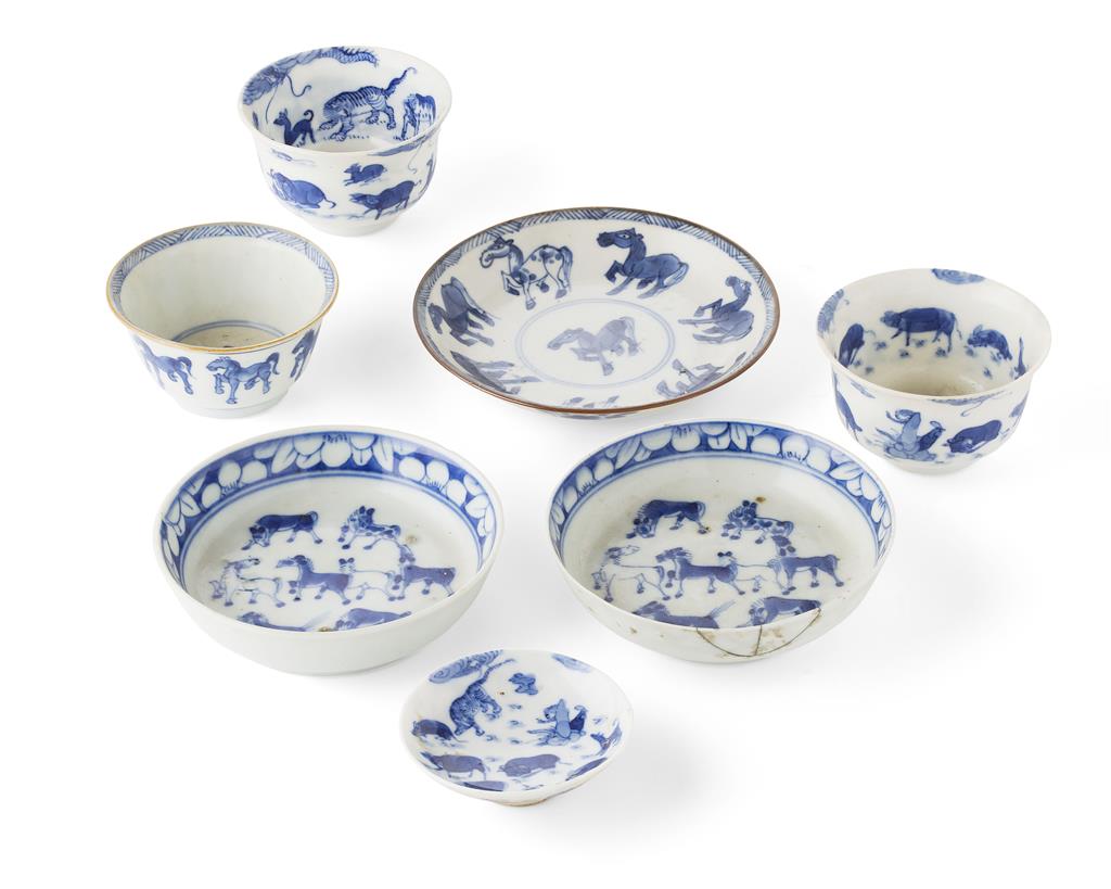 Appraisal: COLLECTION OF BLUE AND WHITE EXPORT PORCELIAN QING DYNASTY TH