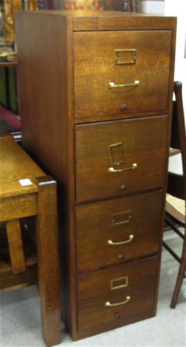 Appraisal: FOUR-DRAWER OAK FILE CABINET American early th century restored The