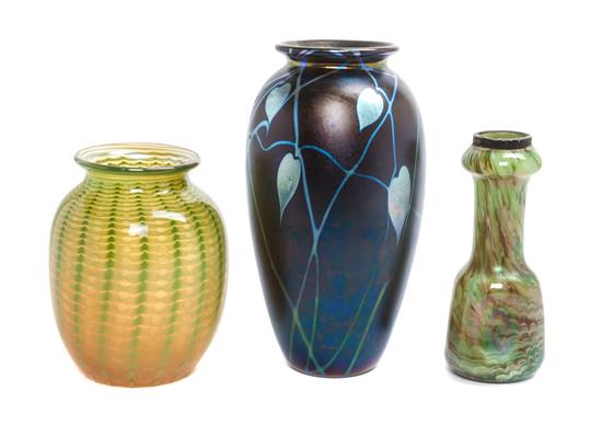 Appraisal: Sale Lot Three Studio Glass Vases of various form size