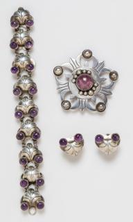 Appraisal: A Collection of Silver and Amethyst Jewelry Mexico Pre- consisting