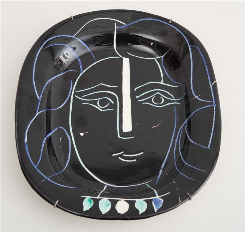 Appraisal: PABLO PICASSO - VISAGE DE FEMME Glazed ceramic with the