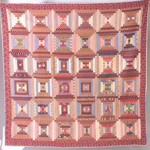 Appraisal: Rare th c log cabin quilt in good condition x