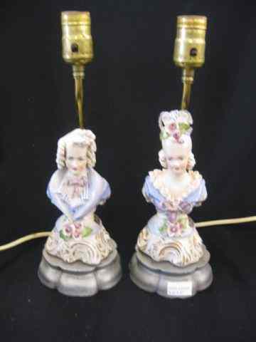 Appraisal: Pair of Cordey Figural Pottery Lamps bust of man woman