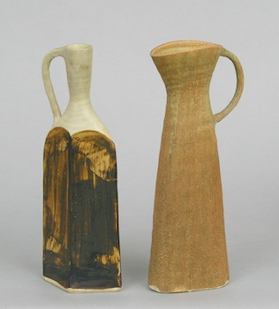 Appraisal: Two Japanese Studio Ceramic Vessels Two th century Japanese studio