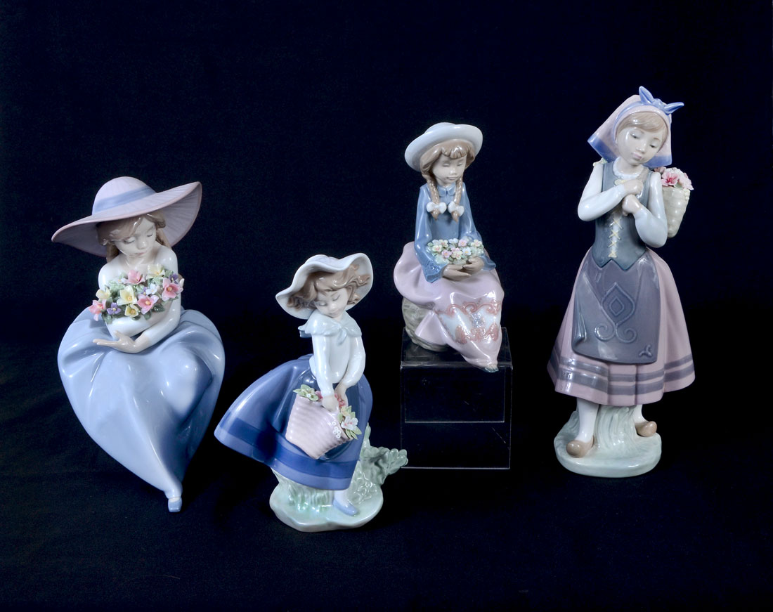 Appraisal: LLADRO WOMEN WITH FLOWERS FIGURINES piece total to include Fragrant