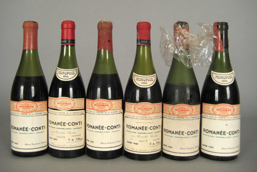 Appraisal: Six ml bottles Romanee Conti Domaine de la Romanee Conti