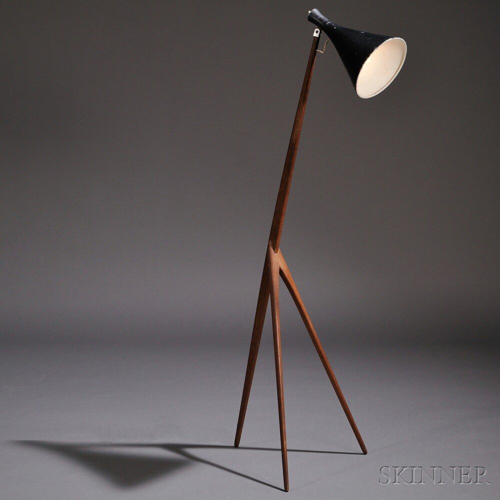 Appraisal: Osten Kristiansson Luxus Floor Lamp Painted aluminum brass oak Scandinavia