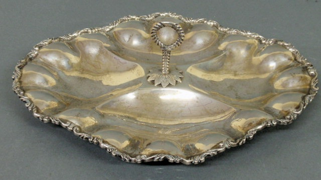 Appraisal: Oblong Mexican silver serving tray with a center handle x