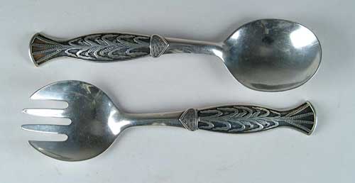 Appraisal: STERLING SILVER SALAD SET Marked Sterling Hand Made with a