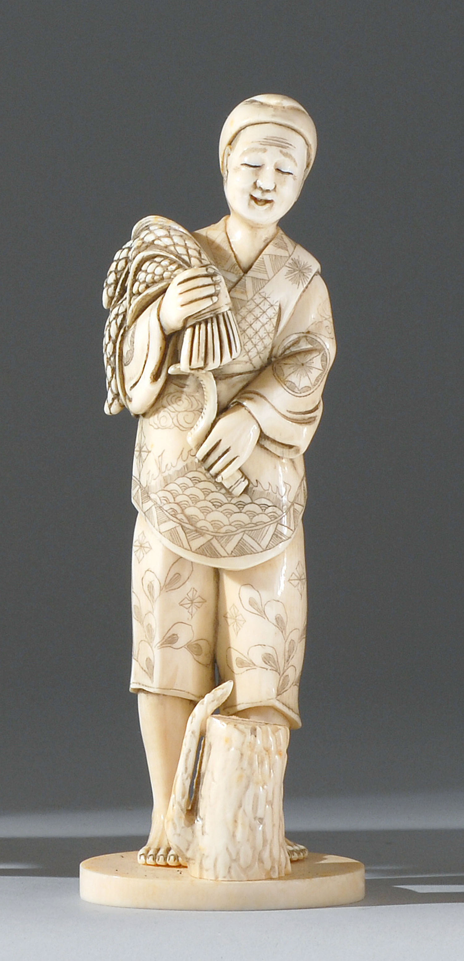 Appraisal: IVORY FIGURE Early th CenturyIn the form of a farmer