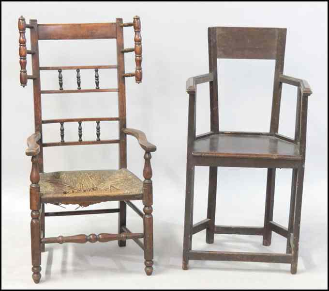 Appraisal: TWO AMERICAN MAHOGANY ARM CHAIRS Tallest Height '' Condition No