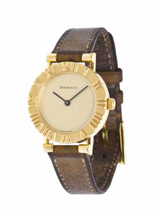 Appraisal: An Karat Yellow Gold Atlas Wristwatch Tiffany Co mm case