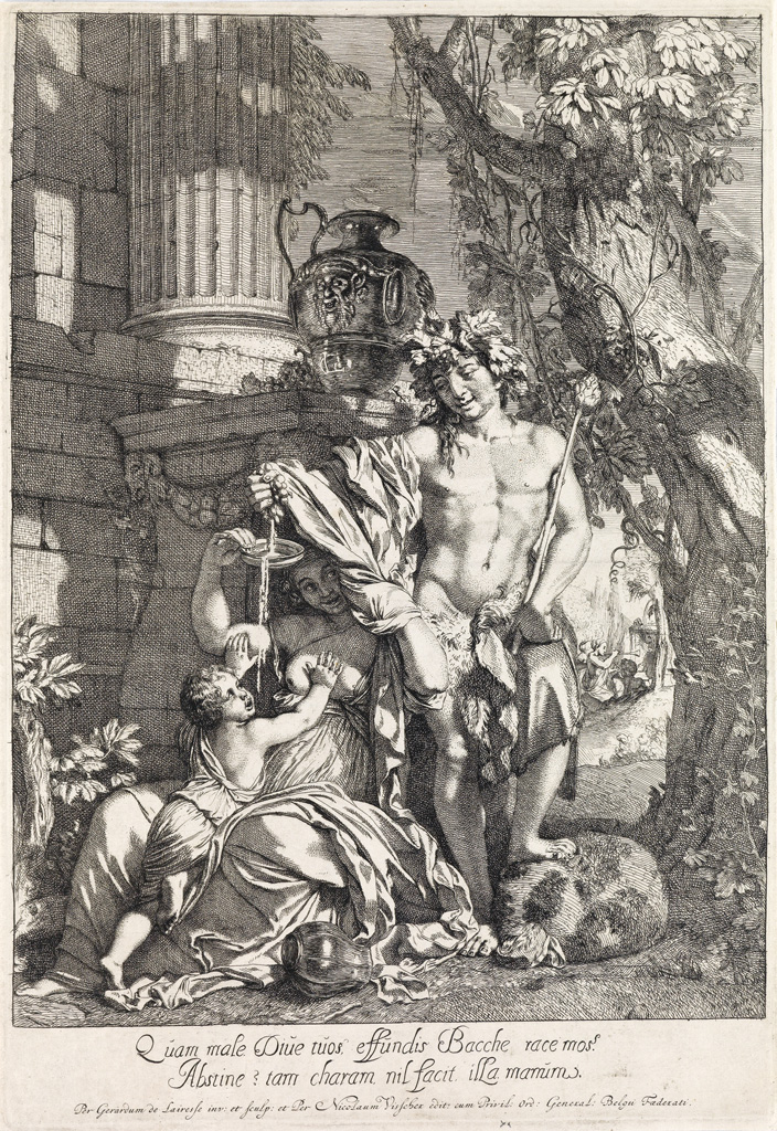 Appraisal: G RARD DE LAIRESSE Bacchus Squeezing Grapes into Wine Etching