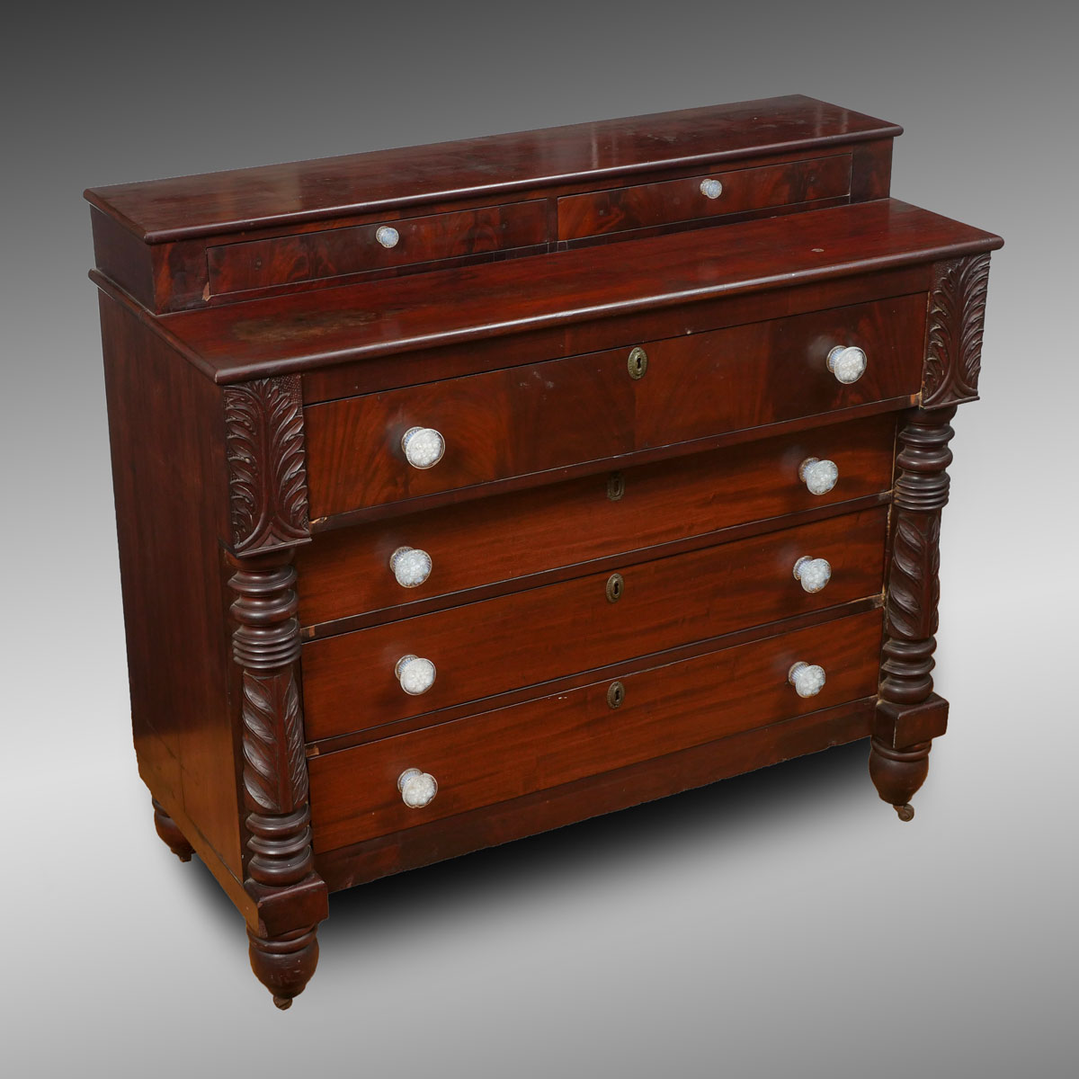 Appraisal: PERIOD EMPIRE MAHOGANY OVER DRAWER CHEST '' in height x