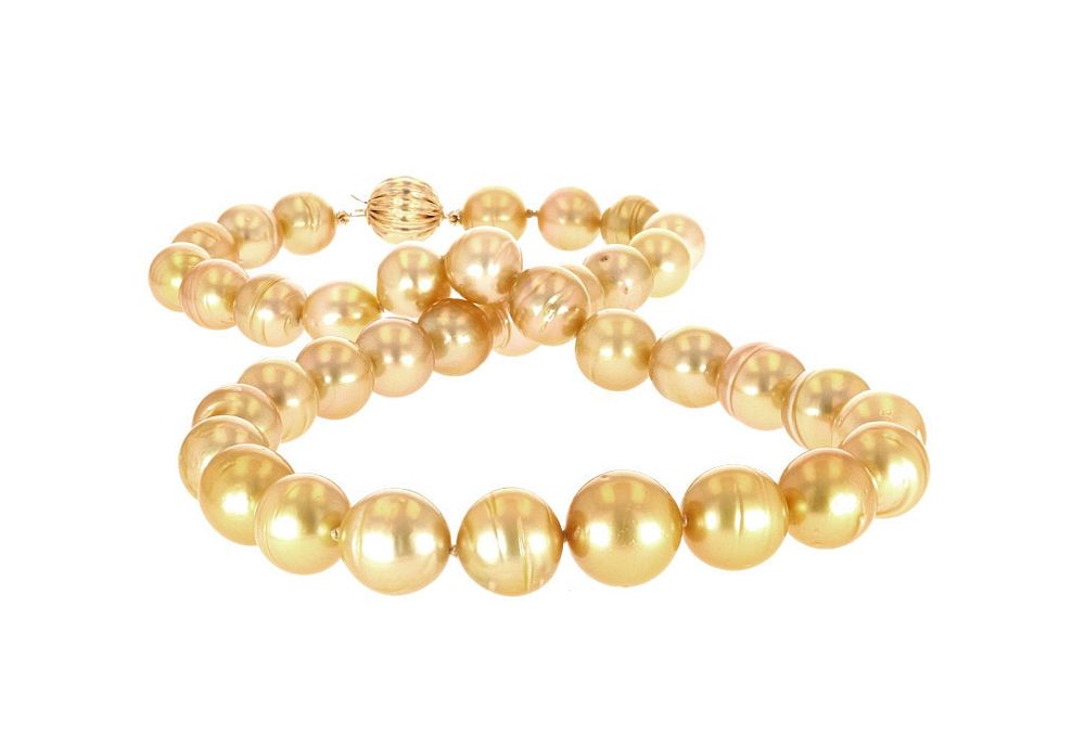 Appraisal: Golden South Sea Pearl K Gold Necklace Featured in this