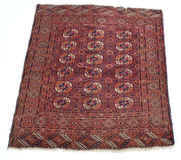 Appraisal: Tekke Turkoman scatter rug ' x ' Tekke Turkoman scatter