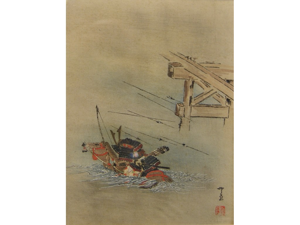 Appraisal: A woodcut print after Hokusai depicting a cooper constructing a