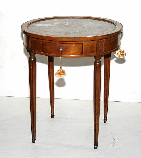 Appraisal: A Louis XVI style mahogany bouillotte table mid th century