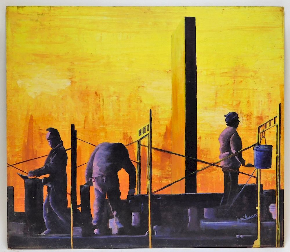 Appraisal: Joan Milman Modern Industrial Urban Painting United States th Century