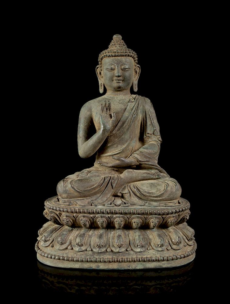 Appraisal: A Bronze Figure of Seated Buddha Height in cm A