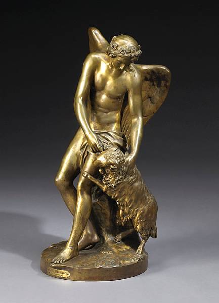 Appraisal: A French bronze figure Le G nie du Printemps after