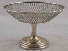 Appraisal: A pierced silver dish on stand Birmingham cm across