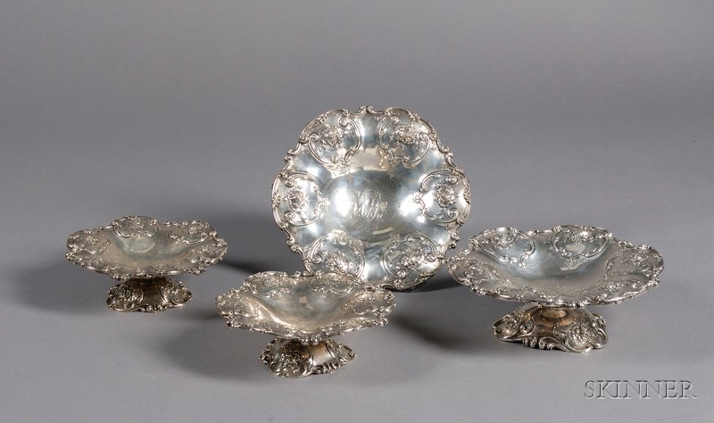 Appraisal: Suite of Four Sterling Tazzae Theodore B Starr c -