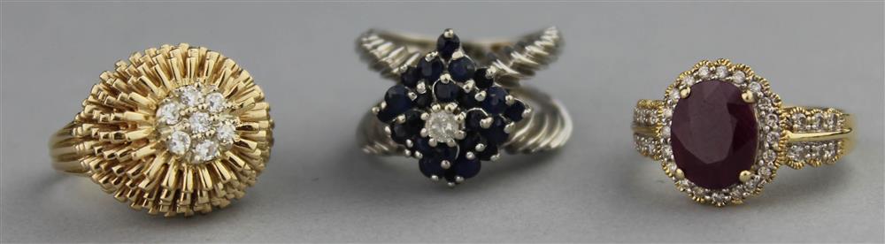 Appraisal: BLUE SAPPHIRE AND DIAMOND RING RUBY AND DIAMOND RING DIAMOND