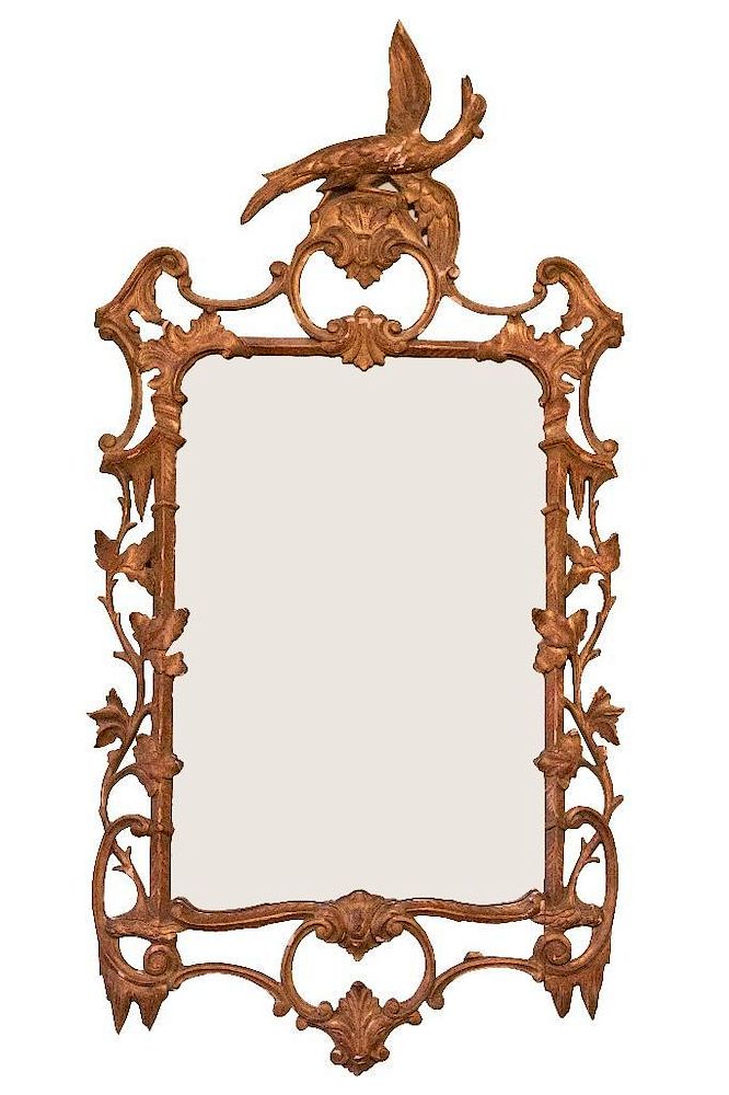 Appraisal: English Chippendale Style Giltwood Mirror English Chippendale Style Giltwood Wall