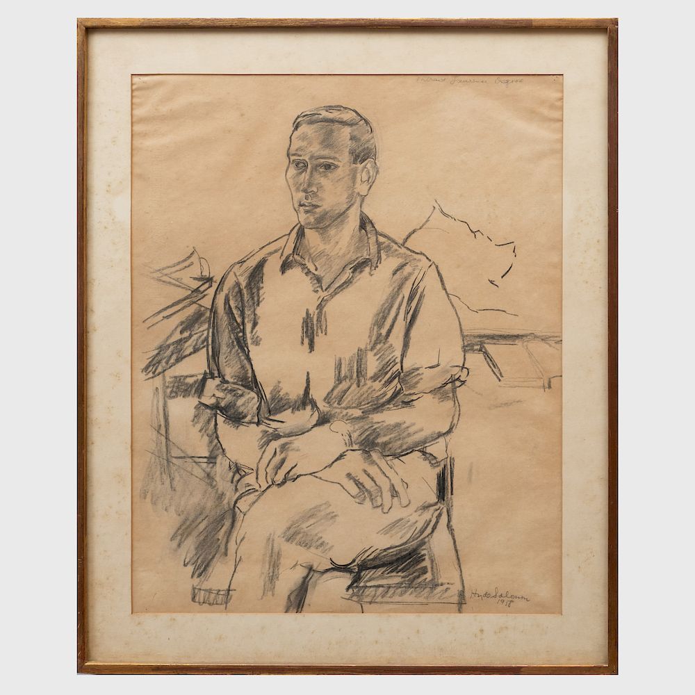 Appraisal: Hyde Solomon - Portrait of Lawrence Osgood Black chalk on